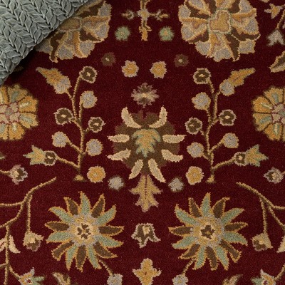 Elegant Heritage Red and Gold Hand-Tufted Wool Area Rug - 2' x 3'