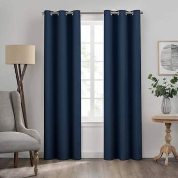 54"x42" Kenna Grommet Solid Textured Thermaback Blackout Curtain Panel Blue - Eclipse