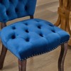 HDZNVF Set of 2 French Vintage Tufted Upholstered Fabric Dining Chair, Blue - 4 of 4
