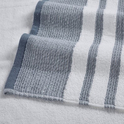 Denim Blue and White Cotton 6-Piece Quick Dry Towel Set