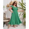 Plus Size Sleeveless Floral Hem Pocket Long Dress for Women Summer Casual Boho Maxi Dress - 3 of 4