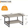41" Rectangular Coffee Table with 2-Tier Storage, Walnut Brown Top & Black Steel Frame, Sturdy & Space-Saving for Living Room, Office, Apartment - 3 of 4