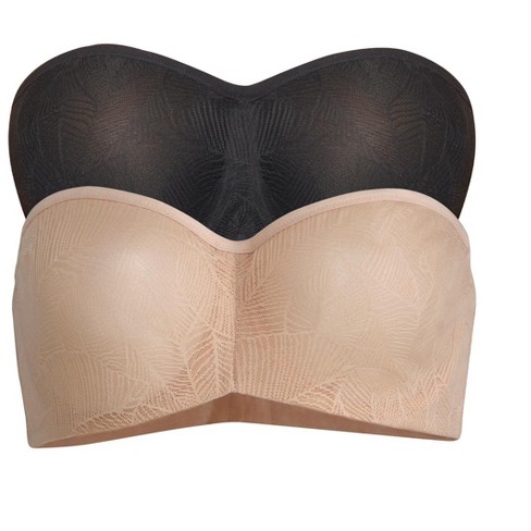 Paramour by Felina | Delightful Seamless Unlined Lace Bandeau | Bra |  Support (Warm Neutral, 38DD)
