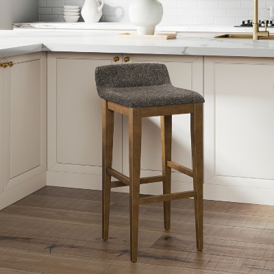 Renmark Counter Height Barstool Gray: Low Back, Tapered Legs, Brushed Finish - Hillsdale Furniture