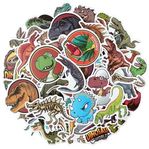 Wrapables Waterproof Vinyl Stickers for Water Bottles, Laptop, Phones, Skateboards, Decals for Teens, 80pcs, Dinosaurs - 1 of 4