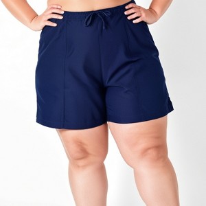 Calypsa Women's Plus Size Chlorine Resistant 7" Board Shorts - 1 of 4