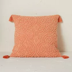Arabesque Pattern Textured Square Throw Pillow Terracotta - Opalhouse™ designed with Jungalow™
