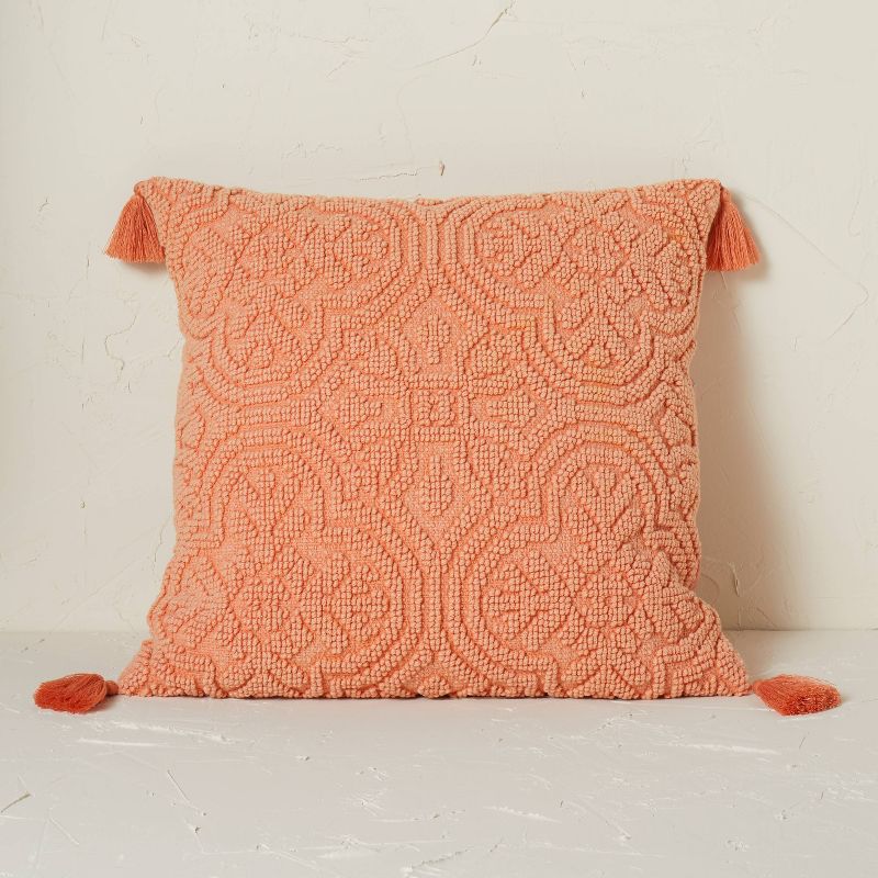 Arabesque Pattern Textured Square Throw Pillow Terracotta - Opalhouse&#8482; designed with Jungalow&#8482;, 1 of 5