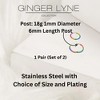 Stainless Steel Hoop Earrings by Ginger Lyne Huggie Style for Lobe Cartilage Piercing Body Jewelry - 3 of 4