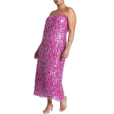ELOQUII Women's Plus Size Strapless Paillette Dress