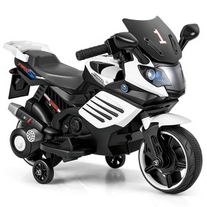 Costway 6V Kids Motorcycle with Music, Horn, Detachable Training Wheels & LED Headlights Pink/Red/Navy/White - 1 of 4