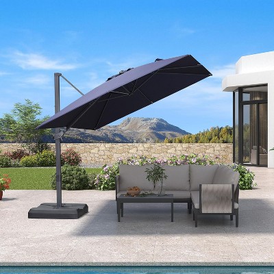 PURPLE LEAF Cantilever Telescopic Umbrella for Swimming Pool, Patio, Porch, Garden
