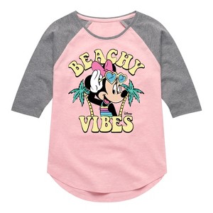 Girls' - Disney - Beachy Vibes Shirt Tail Raglan Graphic T-shirt - 1 of 4