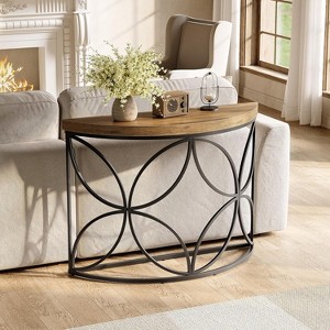 Tribesigns 43.3"Industrial Sofa Table, Narrow Console Table with Floral Design,for Living Room, Entryway, Hallway, Office, Brown & Black - 1 of 4