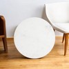 HomeRoots 20" White and Natural Distressed Marble and Solid Wood Round Pedestal End Table - 2 of 4