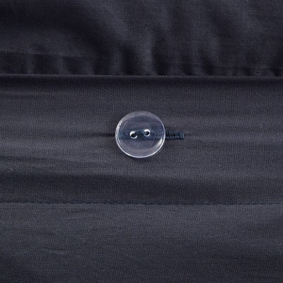 Navy Cotton Pintuck Full/Queen Duvet Cover Set with Shams