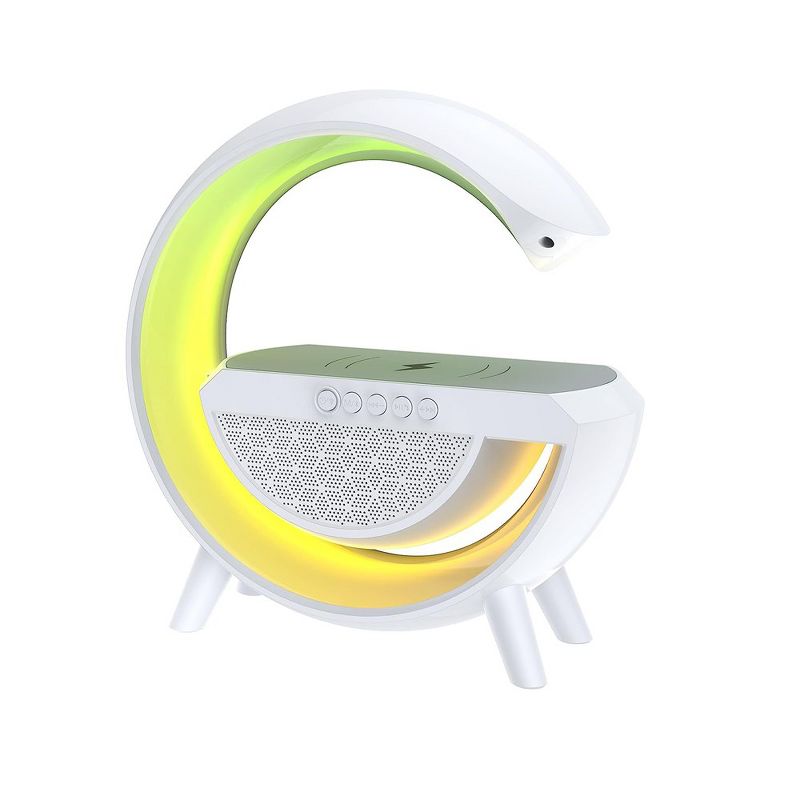 ZTECH Bluetooth LED Wireless Charging Speaker with FM Radio, White, 3 of 8
