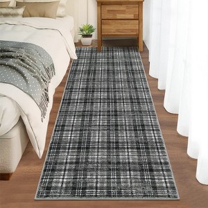 Machine Washable Geometric Living Room Rugs, Soft Non Slip Plaid Bedroom Rugs, Modern Low Pile Throw Carpet for Dining Room - 1 of 4