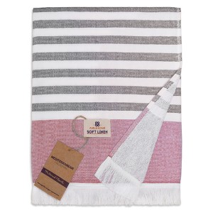 American Soft Linen 4 Piece Turkish Peshtemal Beach Towel Set, Light Weight Peshtemal Towels for Beach and Pool - 1 of 4