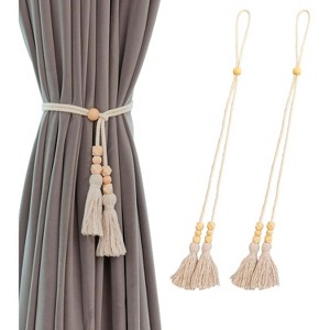 Nordic minimalist wooden beads and tassels Curtain Tiebacks - Tree City - 1 of 4