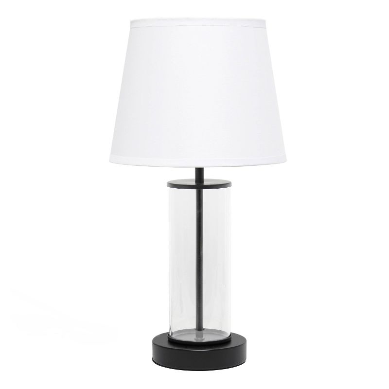 Encased Metal and Clear Glass Table Lamp with Fabric Shade - Simple Designs, 1 of 10