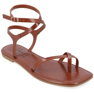 Journee Collection Womens Charra Buckle Flat Sandals - 1 of 4