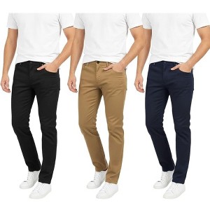 Mens 3 Pack Chinos Slim Fit Stretch Pants - 1 of 4