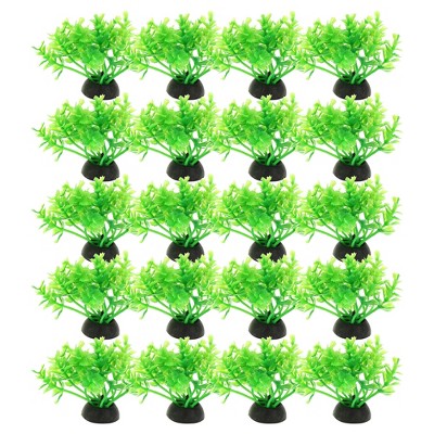 Unique Bargains Aquarium Plastic Plants for Fish Tank Landscape Decoration Green 20 Pcs