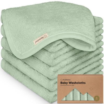 6-Pack Soft Baby Washcloths, Viscose from Bamboo - Kids, Newborn Bath Towels, Infant Shower, Toddler Reusable Face Towel,10x10