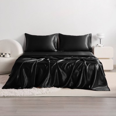 3/4 Pieces Satin Bed Sheet Set, Silky Cooling Soft Sheet Set - NTBAY