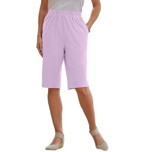 Roaman's Plus Size Soft Knit Pull-On Bermuda Short - 1 of 4