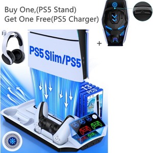 Beboncool PS5 Controller Stand with Dual Charging Station for PS5 Pro Silm Black - 1 of 4