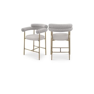 Meridian Furniture,Blake Taupe Boucle Fabric / Vegan Leather Counter Stool, Set of 2 - 1 of 4