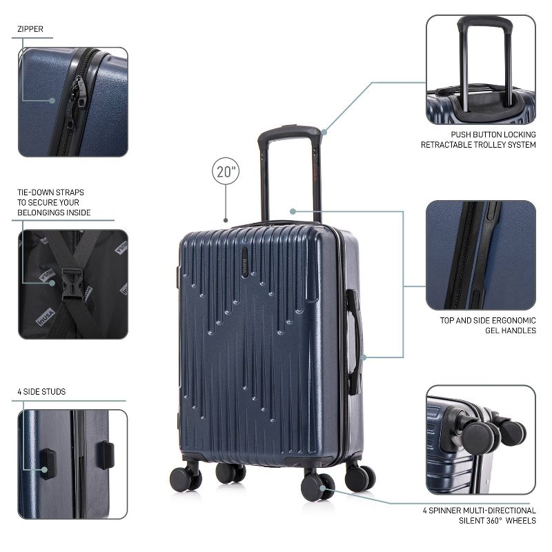 InUSA Drip Lightweight Hardside Carry On Spinner Suitcase - Blue, 4 of 18