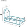 CAVINAS Twin Size Wood Floor Bed with House-shaped Headboard,Toddler Floor Bed with Fence for Kids,Girls,Boys - 3 of 4