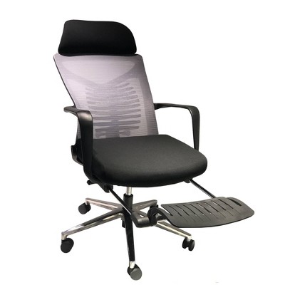 Mesh Back Padded Adjustable Ergonomic Office Chair with Headrest and Retractable Footrest Black - The Urban Port