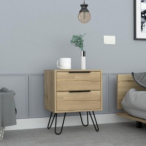 Kumasinova Nightstand with 2 Drawers and Handles,Modern Wide End Table with Hairpin Legs for Bedroom,Living Room - 1 of 4