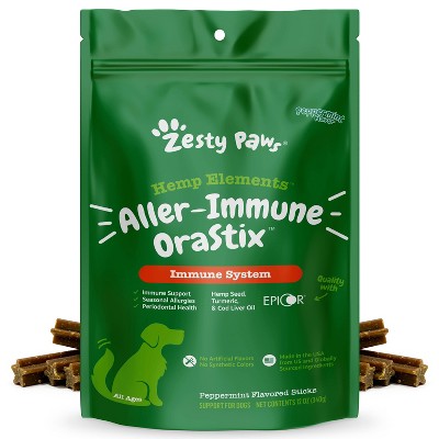 Zesty Paws Hemp Elements Aller-Immune Orastix for Dogs - Peppermint Flavor - 12oz