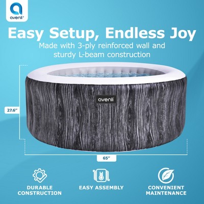 Graywood 65 Inch 3-Person Inflatable Round Hot Tub Spa