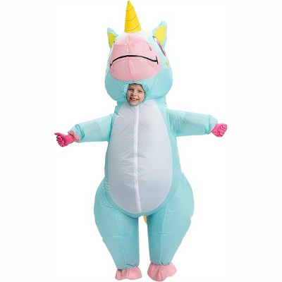 Joyfy Kids Halloween Inflatable Costume, Blue Unicorn Full Body Blow Up Costume for Role Play Dress up Party, M