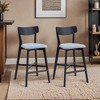 Wooden Bar Chairs Set of 2, Modern Soft Upholstered Kitchen Island Chairs, Counter Height Stool with Backrest - Leovsnove - 3 of 4
