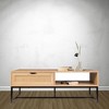 47" Natural Wood Coastal Modern TV Stand with Storage Cubby, Drawer, and Contemporary Desig for Living Room - 2 of 4