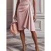 Coolmee Women's Casual Wedding Guest Cocktail Midi Dresses Elegant Long Sleeve Bodycon Ruched Dress - 2 of 4