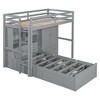 NicBex Twin Size Bunk Bed with Hydraulic Bed Wooden Bed Frame with Wardrobes, Drawers, Shelves, Ladder and Guardrail, No Box Spring Required - 3 of 4