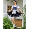 Women's Cold Shoulder Dress with Lace Tie Color Block Plaid Black Skirt Fake Layered Sleeves - 4 of 4