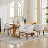Modern Wood Barrel Dining Chairs with Arms, Linen Accent Chairs for Living Room, Upholstered Chairs for Kitchen or Dining Room-The Pop Home - 3 of 4
