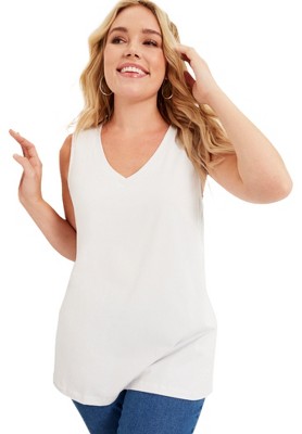 June + Vie by Roaman's Women's Plus Size V-Neck One + Only Tank Top