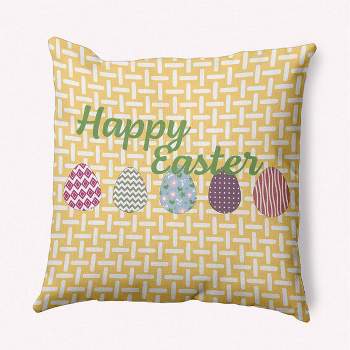 16"x16" Happy Easter Square Throw Pillow Yellow - e by design