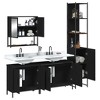 vidaXL 4-Piece Bathroom Set - Wall-Mounted Mirror Cabinet, Dual Sink Cabinets, Tall Storage Unit, Black Contemporary Engineered Wood and Steel - 4 of 4