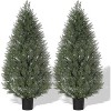 Acekool 4 FT Artificial Topiary Cedar Trees, 2 PCS Artificial Plants UV Rated Fake Plants for Front Porch Decor, Living Room - 3 of 4